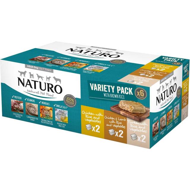 Naturo Natural Dog Food Mixed Selection with Rice Adult Dog 1-7 Years 6 x 400g