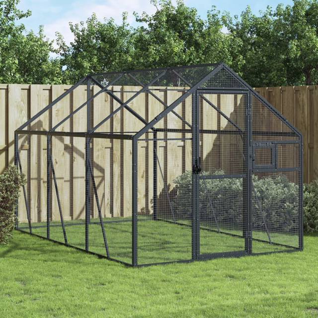 Arusha 185cm Aluminium, Galvanised Welded Wire Mesh Flight Cage - Anthracite (185cm H X 179cm W X 300cm D)