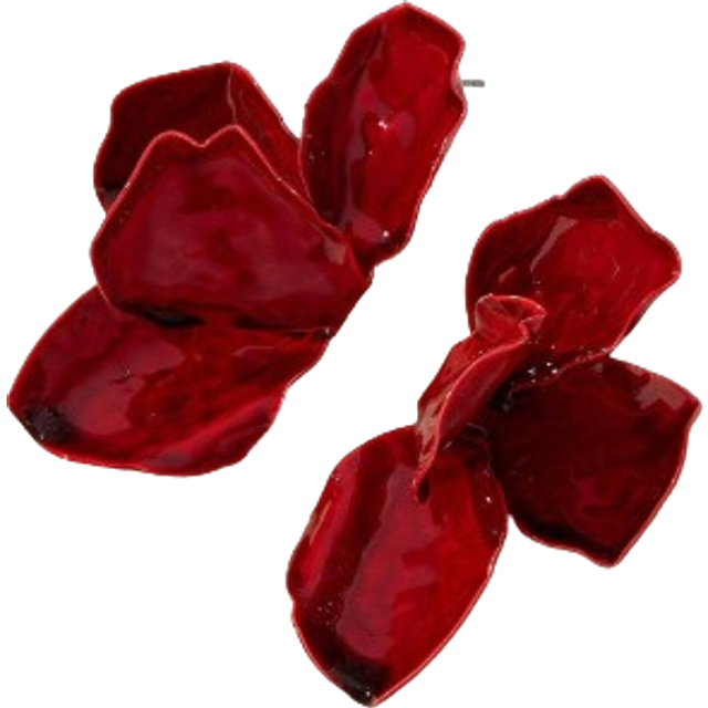 SHEIN 1 Pair Vintage Geometric Textured Asymmetric Flower & Leaf Design Earrings, Fashion Jewelry Gift For Women Valentines,Mom,Mother,Mother&#39;s Day,Gift