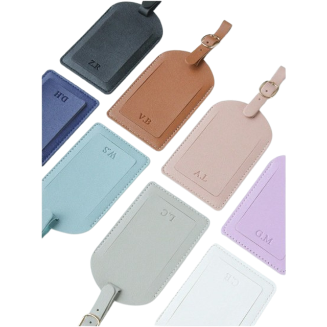 SHEIN 1pc Custom Initials Luggage Tag For Suitcases Customized Monogram Name Luggage Tags With Privacy Name Card Personalized Vegan Leather Tag Travel Bag B