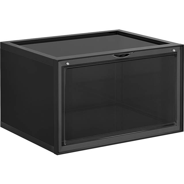 6 Pair Stackable Shoe Storage Box - Black (6)