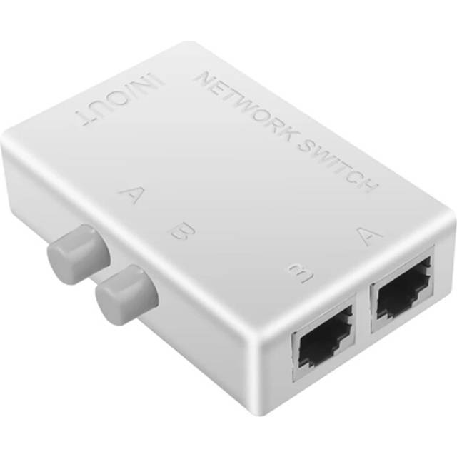 RJ45 Network Switch 2 Port LAN Ethernet Box Switcher Splitter Dual Way Manual Sharing Adapter