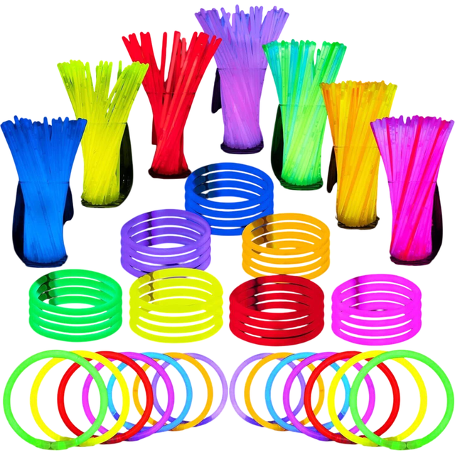100 Glow Sticks Bulk Party Supplies Glow in The Dark Fun Party Pack with 8 Glowsticks and Connectors for Bracelets and Necklaces for Kids and Adults