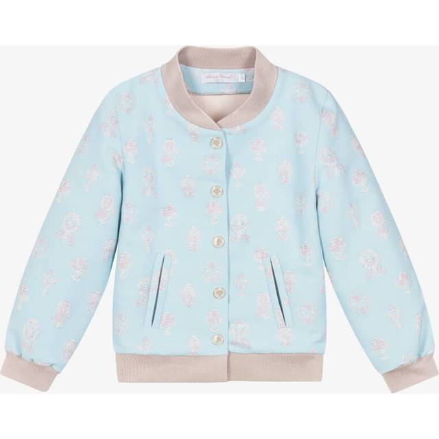 Atelier Choux Paris Girls Blue Brocade Bomber Jacket - 2 year