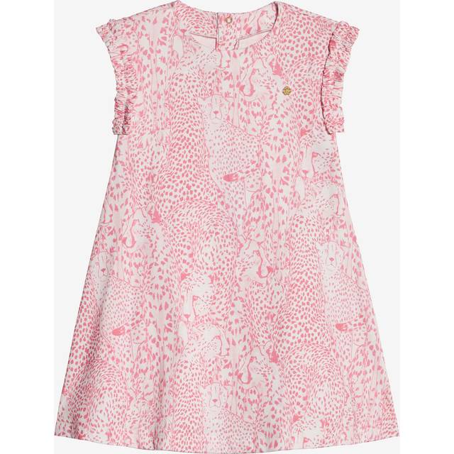 Roberto Cavalli Cotton Dress With Cheetahs And Cheetah Skin - Female Baby Girls (6m-3y) Pink