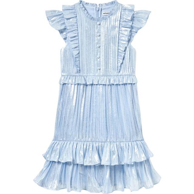 Self Portrait, Dresses, female, Blue, 4 Y, Metallic Ruffle Dress in Blue