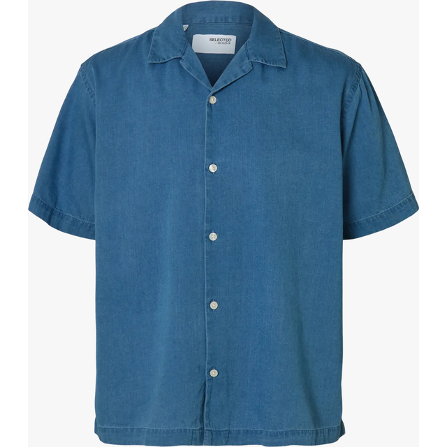 SELECTED HOMME Slhrlxrick Denim Ss Shirt |Blå |M