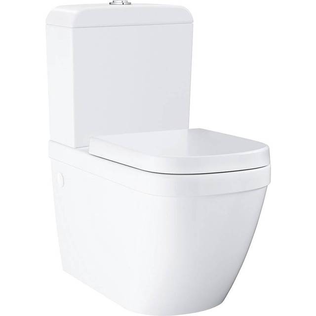 Close Coupled Rimless Toilet with Soft Close Seat - Grohe Euro - White