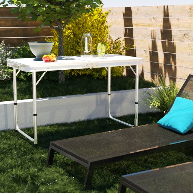 4Ft Portable Folding Table Camping Folding Table,3 Gear Adjustable Height Heavy Duty Foldable Table With Carrying Handle Picnic Table For Garden Outdo - Silver (120cm H X 120cm L X 60cm D)