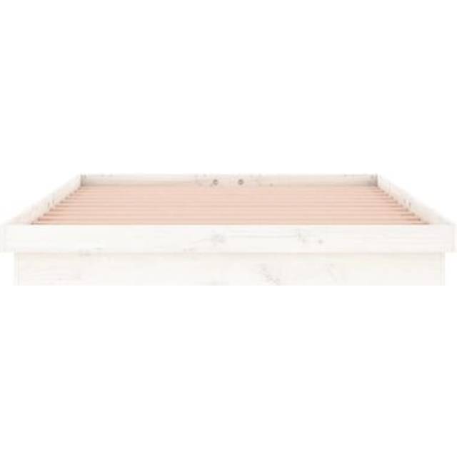 Vidaxl Led Bed Frame Without Mattress White Double Solid Wood - One Size