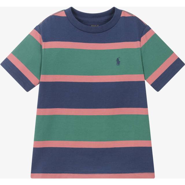 Ralph Lauren Boys Blue, Green & Pink Cotton Stripe T-Shirt - 7 year