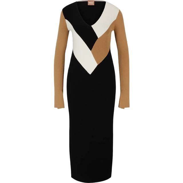 Boss womens/ladies florency ribbed long-sleeved midi dress gt1424