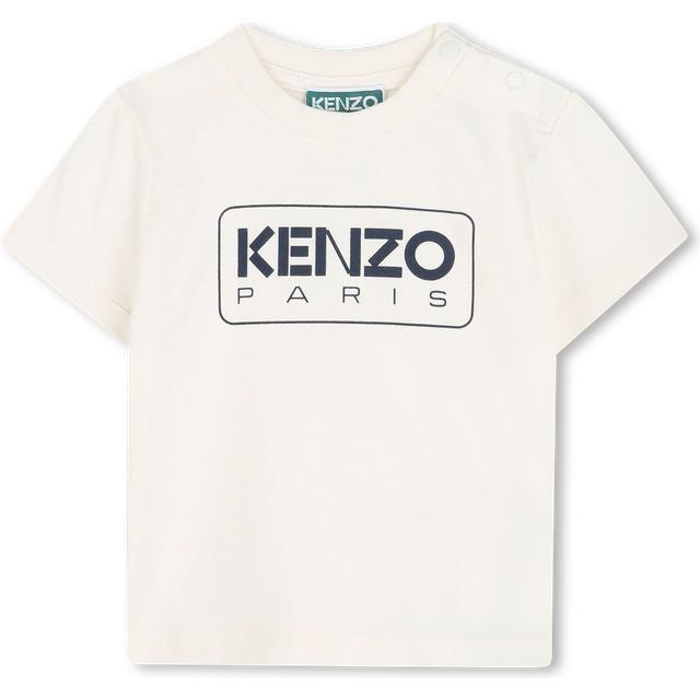 Kenzo Kids Ivory & Black Kenzo Paris Cotton T-Shirt - Black/White - 12 month