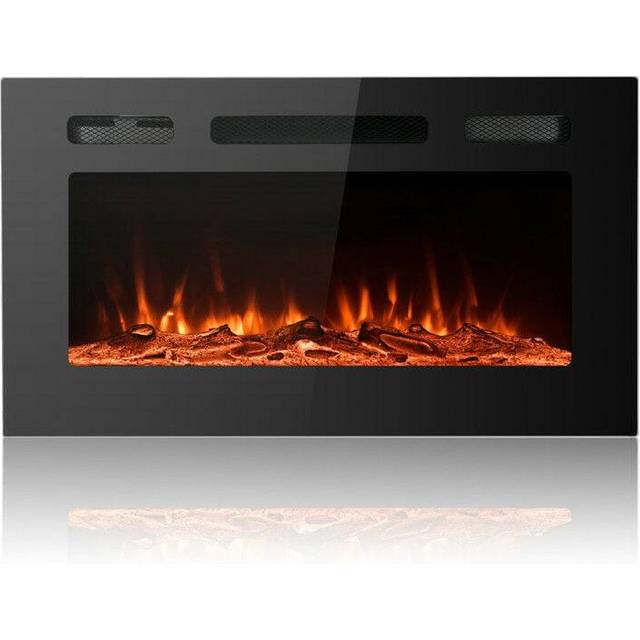 Mc Haus - 30-Inch Low Noise Fireplace 12 Adjustable Breathable Flame Colours, Glass Touch Screen and Remote Control, Recessed, Freestanding or