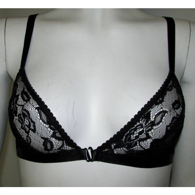 30b white plunge bra non wired non padded lace front fastening bralet m&s