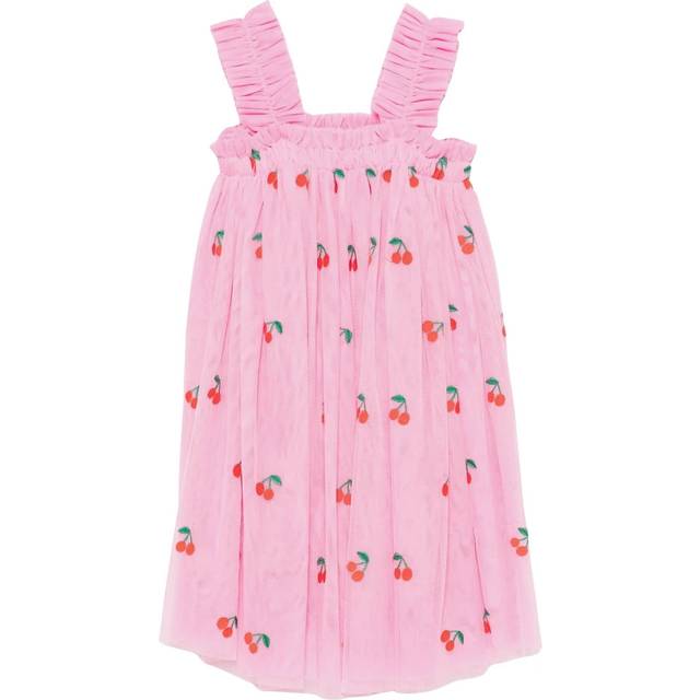 Cherries Embroidered Pink Dress