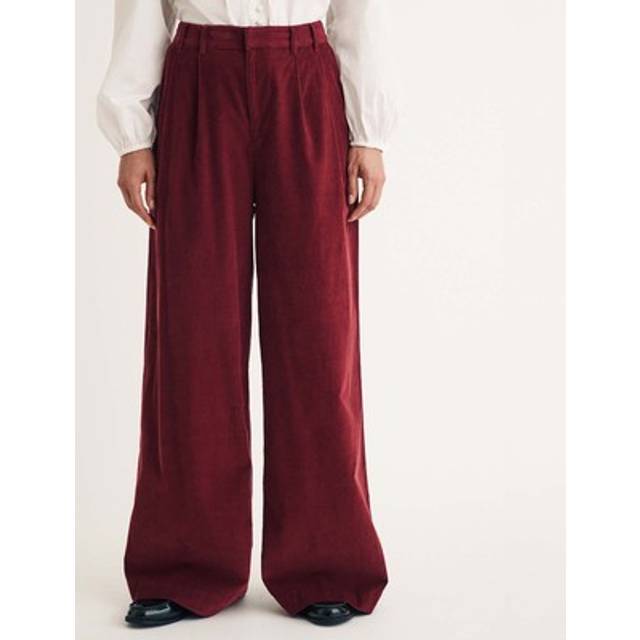 Nobody's Child Women's Ava Cord Pleated Wide Leg Trousers - Red - Size: 10/None