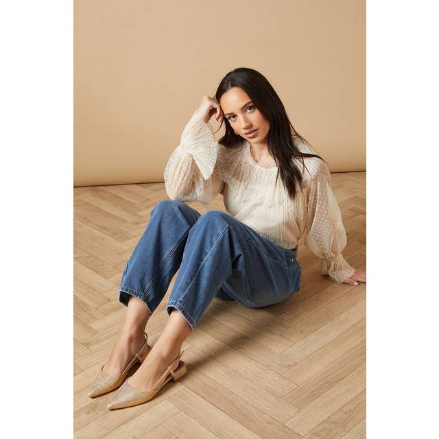 Oasis gold court shoes womens daywear heels