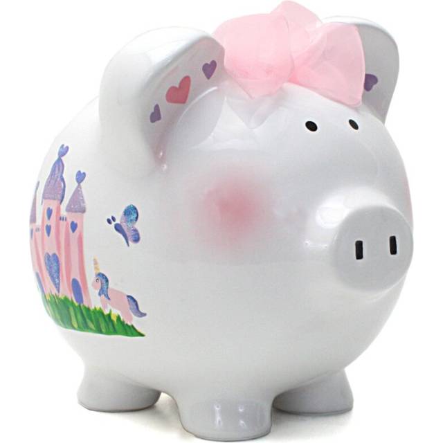 Child to Cherish Ceramic Piggy Bank for Girls  Princess Castle