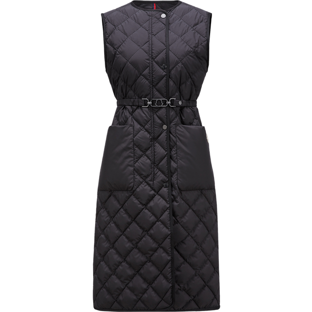 MONCLER COLLECTION Butor Diamond-Quilted Long Down Gilet, Women, Black, Size: 0