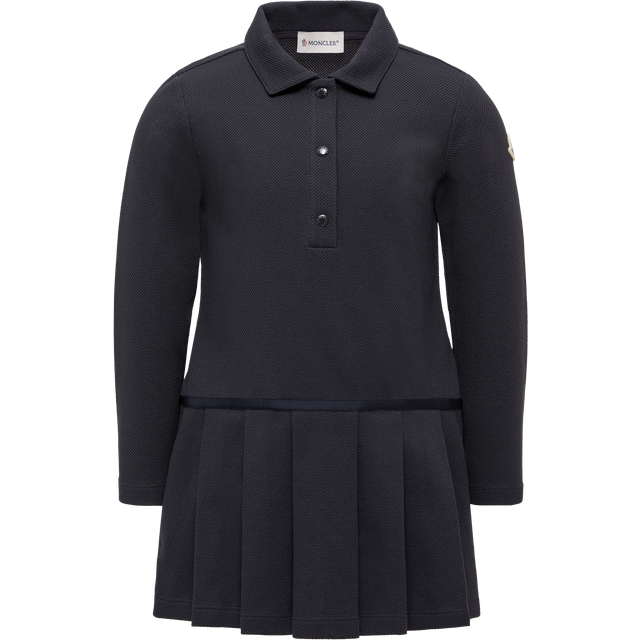 Moncler Logo-Patch Pleated-Hem Cotton-Piqué Blend Dress 4-14 Years