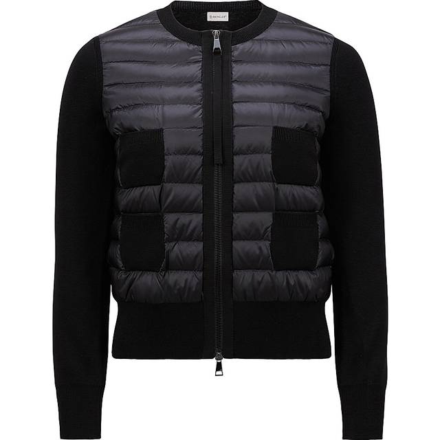 MONCLER COLLECTION Padded Wool Zip-Up Cardigan, Women, Black, Size: L