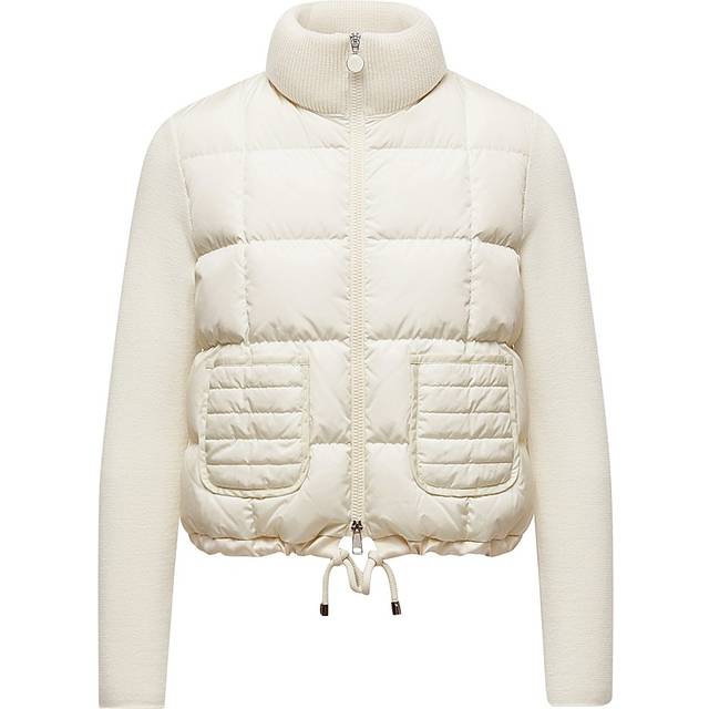 MONCLER COLLECTION Square-Quilted Padded Wool Zip-Up Cardigan, Women, White, Size: XS