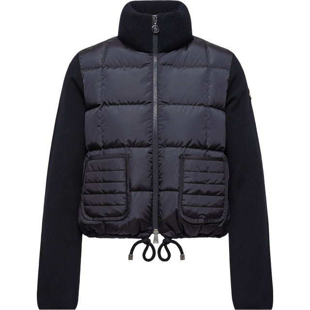MONCLER COLLECTION Square-Quilted Padded Wool Zip-Up Cardigan, Women, Blue, Size: M