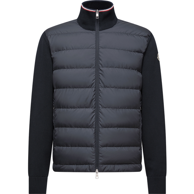 Moncler, Jacka, Herr, M, Bomull, Cardigan med vadderat framstycke och logotyp