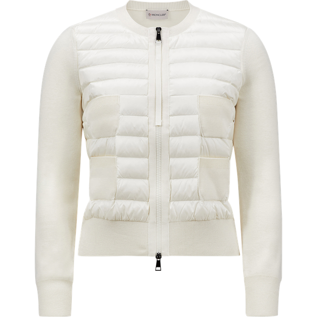 MONCLER COLLECTION Padded Wool Zip-Up Cardigan, Women, White, Size: M