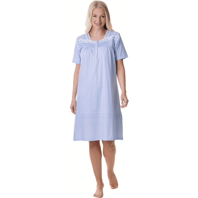 Camille womens 100% cotton short sleeve polka dot nightdress