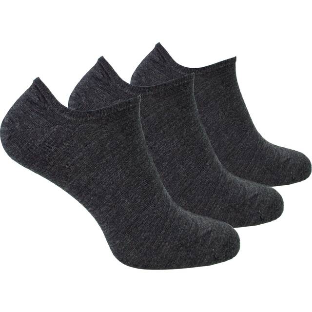 Steven - 3 Pairs Multipack Mens Merino Wool Invisible Socks - Charcoal - Grey - Size UK 9-11