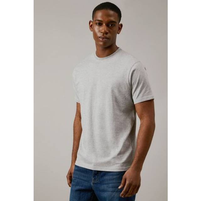 Mens Grey Marl Plain Crew Neck T-shirt