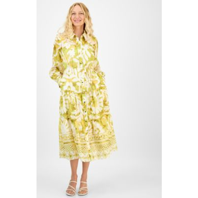 Julia Jordan Puff Sleeve Linen-Blend Shirtdress