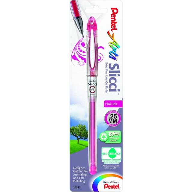 Pentel Arts Slicci 0.25 mm Extra Fine Gel Pen  Pink Ink  1 Pack BG202BPP1