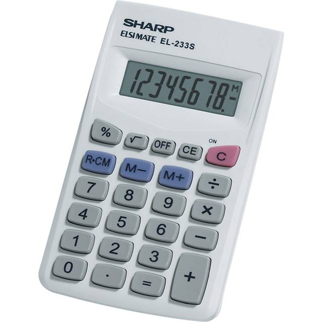 Sharp 8 Digit Battery Calculator (White)