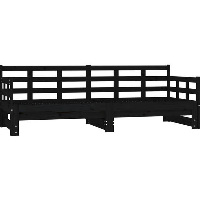 vidaXL Pull-out Day Bed without Mattress Black 2x(90x200) cm