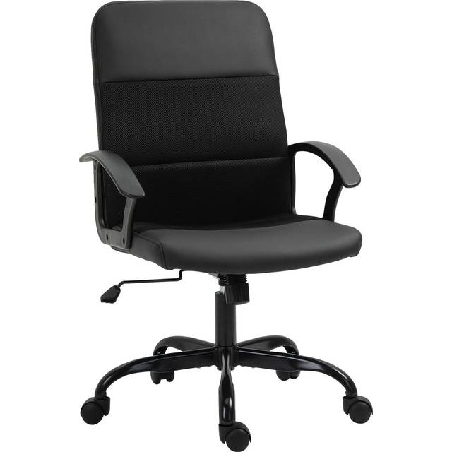Vinsetto PVC Leather & Mesh Panel Office Chair Swivel Seat w/ Padding Ergonomic