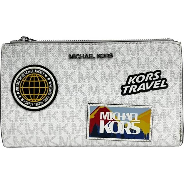 Jet Set Travel Double Zip Wristlet Wallet White