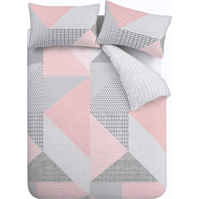 Catherine Lansfield Larsson Geo Duvet Cover Bedding Set Pink - Pink/Multi