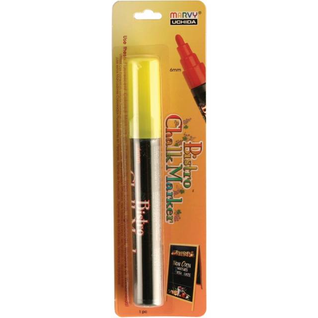 Uchida 480-C-F5 Marvy Broad Point Tip Fluorescent Bistro Chalk Marker  Yellow