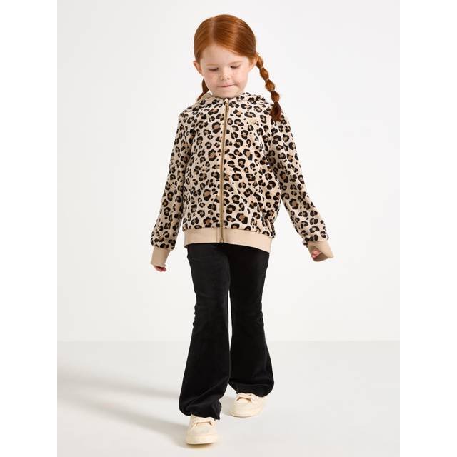 Lindex Kids' Velour Elasticated Flared Leggings, Black