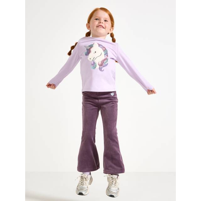 Lindex Kids' Velour Elasticated Flared Leggings, Light Dusty Lilac