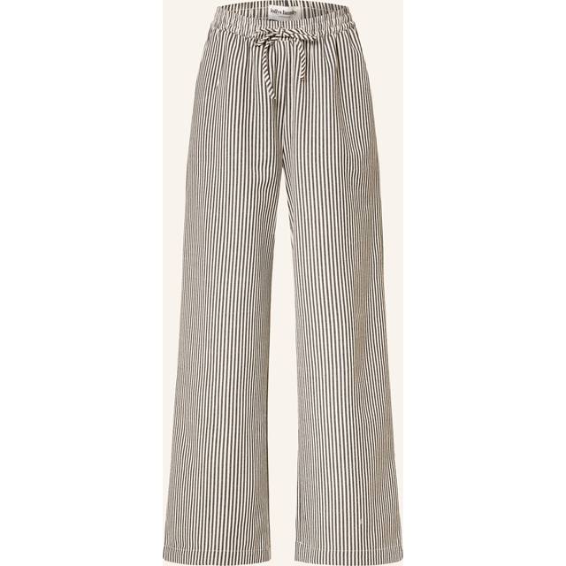 Lollys Laundry LiamLL Pant Uld Stribede Brede Ben - Sort/Naturhvid