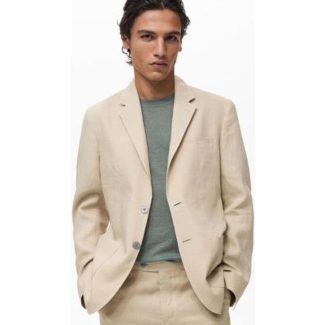 100% linen jacket with patch pockets medium brown - Man - 44 - MANGO MAN - Medium Brown