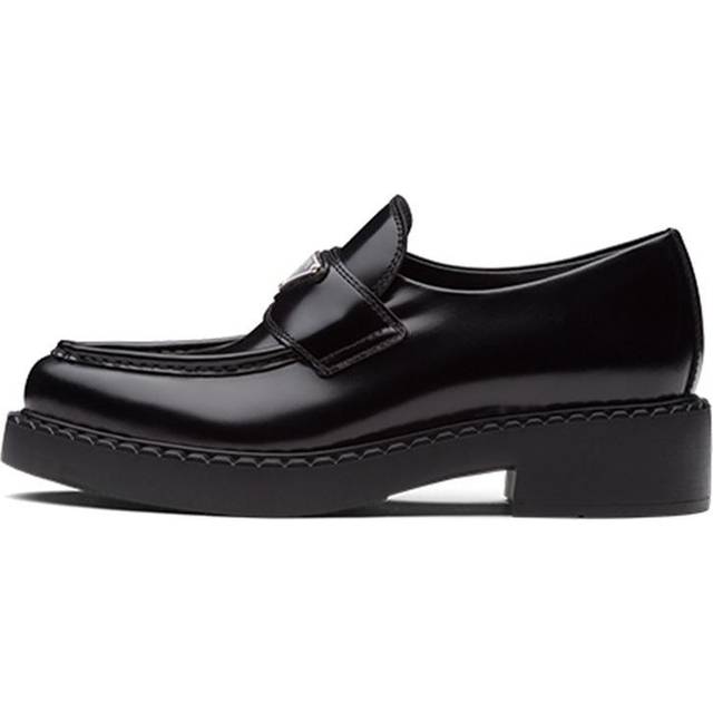 (WMNS) PRADA Brushed Leather Pointy Monolith Loafers 'Black' 1D673M_050_F0002 - Black/Silver
