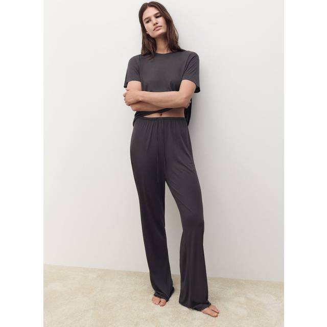 Micro-modal pyjama trousers charcoal - Woman - L - MANGO - Charcoal