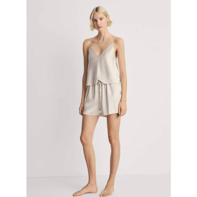 Silk pyjama shorts light/pastel grey - Woman - L - MANGO - Light/Pastel Grey