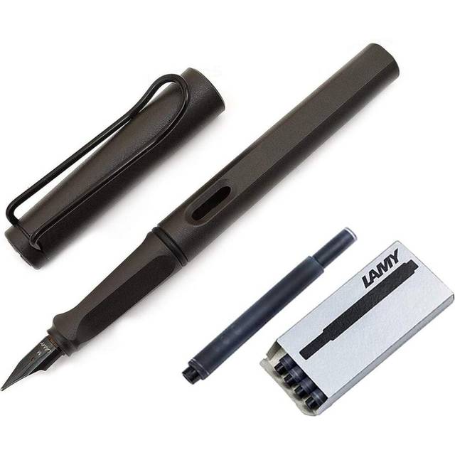 Lamy Safari Fountain Pen  Medium Nib + 5 Black Ink Cartridges (Matte Black)