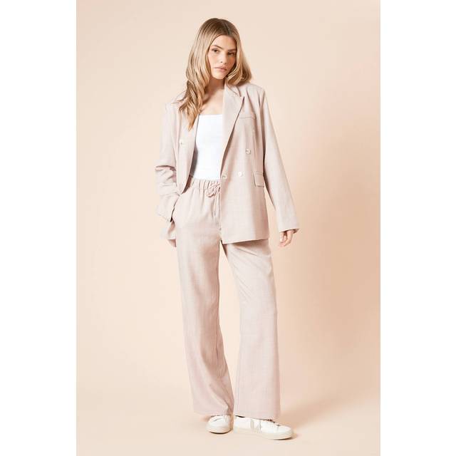 Womens Oversized Double Breasted Stripe Blazer - Pink - 14
